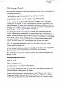 Article, Greensborough Historical Society et al, Whittingham Family by Rosie Bray, 1914-1918