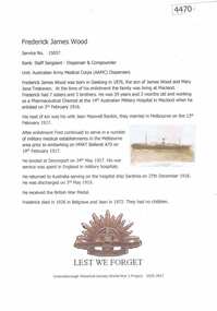 Article, Greensborough Historical Society et al, Frederick James Wood, 1914-1918