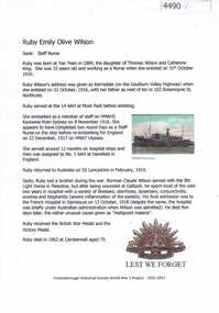 Article, Greensborough Historical Society et al, Ruby Emily Olive Wilson, 1914-1918