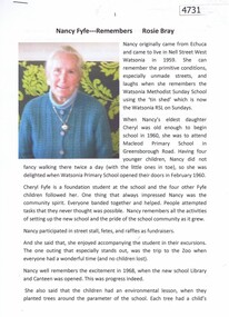 Oral History, Rosalie Bray, Nancy Fyfe Remembers, by Rosie Bray, 1959_