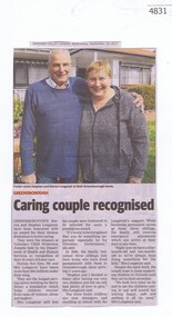 Newspaper Clipping, Diamond Valley Leader, Caring couple recognised, 20/09/2017