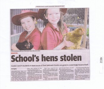 Newspaper Clipping, Diamond Valley Leader, School's Hens Stolen [BH5013], 20/09/2017