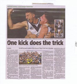 Newspaper Clipping, Diamond Valley Leader, One kick does the trick, 27/09/2017