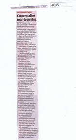 Newspaper Clipping, Diamond Valley Leader, Concern after near drowning, 11/10/2017