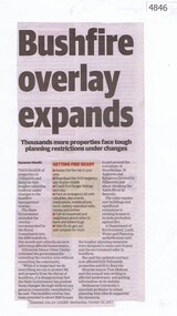 Newspaper Clipping, Diamond Valley Leader, Bushfire overlay expands, 18/10/2017