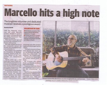 Newspaper Clipping, Marcello hits a high note, 18/10/2017