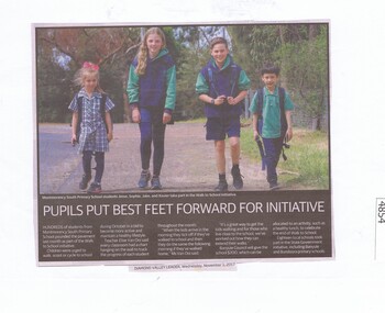 Newspaper Clipping, Diamond Valley Leader, Pupils put best feet forward for initiative [MS4925], 01/11/2017