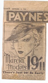 Advertisement - Digital image, The Herald, Marcia Models Hats, 12/09/1935