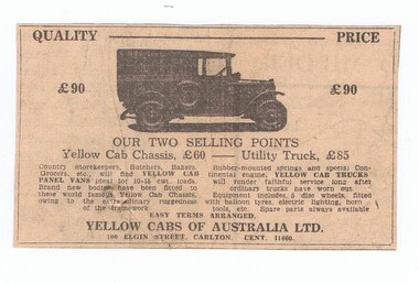 Advertisement - Digital image, The Herald, Yellow Cabs, 12/09/1935