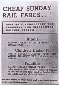 Advertisement - Digital image, Rail notices 1950s, 1950s