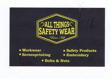Business card - Digital Image, All things safety wear Briar Hill, 2016_