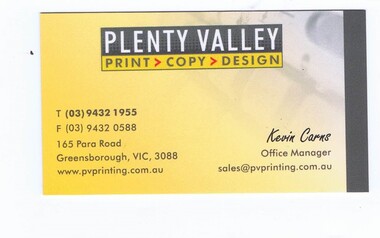 Business card - Digital Image, Plenty Valley Printing Greensborough, 2016_