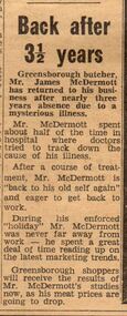 Newspaper Clipping - Digital Image, Back after 3 1/2 years, 21/11/1967