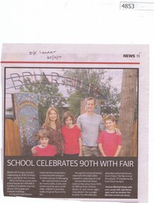 Newspaper Clipping, Diamond Valley Leader, Briar Hill Primary School BH4341 celebrates 90th with Fair, 25/10/2017