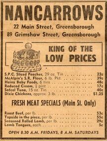 Advertisement - Digital image, Diamond Valley News, Nancarrows Greensborough 1967, 21/11/1967