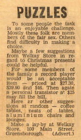Advertisement - Digital image, Diamond Valley News, Welkay Store, Greensborough 1967, 21/11/1967