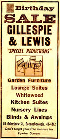Advertisement - Digital image, Diamond Valley News, Gillespie and Lewis 1967, 28/11/1967