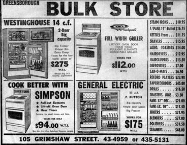 Advertisement - Digital image, Diamond Valley News, Greensborough Bulk Store 1967, 28/11/1967
