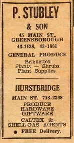 Advertisement - Digital image, Diamond Valley News, P. Stubley & Son, Greensborough 1967, 28/11/1967