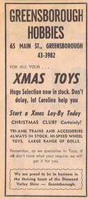 Advertisement - Digital image, Diamond Valley News, Greensborough Hobbies, 1964, 29/09/1964