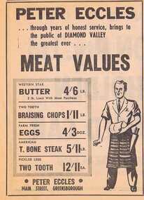 Advertisement - Digital image, Diamond Valley News, Peter Eccles Butcher, 1964, 29/09/1964