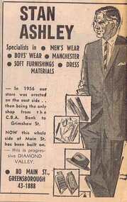 Advertisement - Digital image, Diamond Valley News, Stan Ashley, Men's Wear, 1964, 29/09/1964