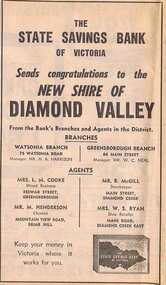 Advertisement - Digital image, Diamond Valley News, State Savings Bank of Victoria, 1964, 29/09/1964