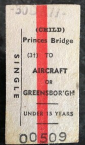 Ticket - Digital Image, VicRail, Train ticket: Princes Bridge to Aircraft or Greensborough, Child, 1977, 30/12/1977