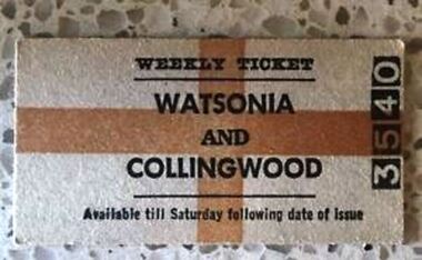Ticket - Digital Image, VicRail, Train ticket: Watsonia to Collingwood, weekly, 1970s