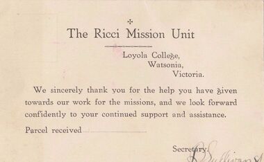 Receipt - Digital Image, Loyola College, Loyola College donation receipt, 1980s