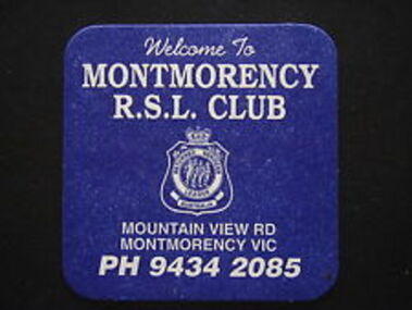 Coaster - Digital Image, Montmorency RSL, Montmorency RSL coasters, 1990, 1990_