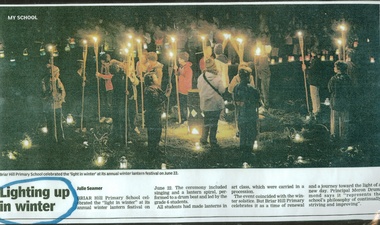 Newspaper Clipping - Digital Image, Lighting up in Winter: Briar Hill Primary School BH4341. Lantern Festival - Winter Solstice, 2000, 22/06/2000