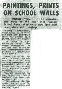 Newspaper Clipping - Digital Image, Paintings, prints on school walls - Briar Hill Primary School BH4341, 1990c
