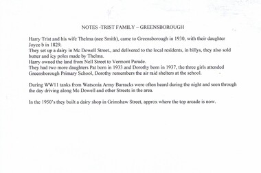 Notes - Digital Image, June Hall, Notes on the Trist family, 1930o