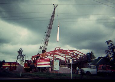 Photograph - Digital Image, Ken Wandin, All Saints Anglican Church Greensborough. Adding the spire 1967, 1967_