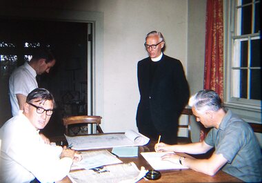 Photograph - Digital Image, Ken Wandin, All Saints Anglican Church Greensborough. Signing the contract, 1965-1966