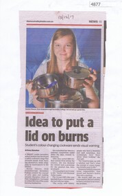 Newspaper Clipping, Diamond Valley Leader, Idea to put a lid on burns, 13/12/2017