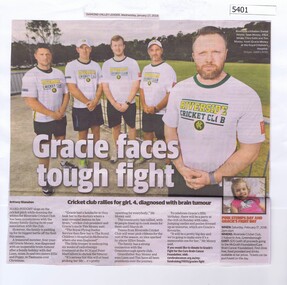 Newspaper Clipping, Diamond Valley Leader, Gracie faces tough fight, 17/01/2018