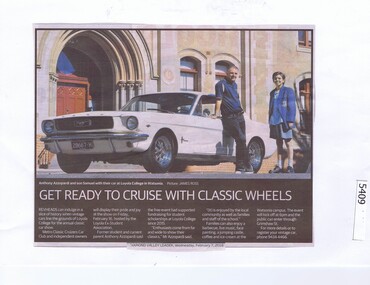 Newspaper Clipping, Diamond Valley Leader, Get ready to cruise with classic wheels, 07/02/2018