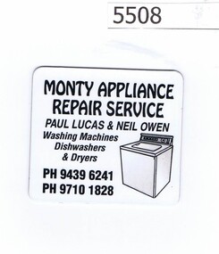 Refrigerator Magnet, Monty Appliance Repair Service, 2000c
