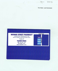 Prescription Folder, Beewar Street Pharmacy, 2016c
