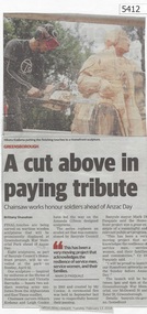 Newspaper Clipping, Diamond Valley Leader, A cut above in paying tribute, 13/02/2018