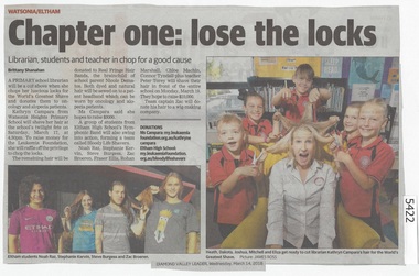 Newspaper Clipping, Diamond Valley Leader, Chapter one: lose the locks [WH4935], 14/03/2018