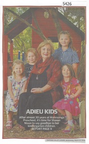 Newspaper Clipping, Diamond Valley Leader, Adieu Kids; and, Touching all hearts, 21/03/2018
