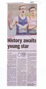 Newspaper Clipping, Diamond Valley Leader, History awaits young star, 28/03/2018
