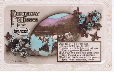 Birthday Card - Digital Image, To Frank from grandparent, 1940s