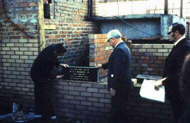 Photograph - Digital Image, Laying the foundation stone, Shire of Diamond Valley, 1971_