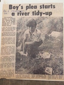 Newspaper Clipping - Digital Image, Boy's plea start Plenty River tidy-up, 09/12/1980