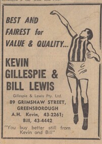 Advertisement - Digital image, Diamond Valley News, Gillespie and Lewis 1966, 19/04/1966