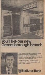Advertisement - Digital image, Diamond Valley News, National Australia Bank (NAB) Greensborough 1970, 03/03/1970
